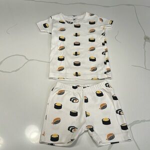 Monica + Andy 2 piece short sleeve shorts pajamas white sushi size 3T